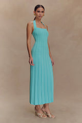 Jacqui Halter Knit Midi Dress - Cyan Blue