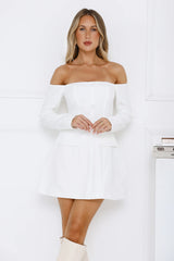Captivating Girl Off Shoulder Mini Dress White