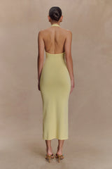 Ovina Halter Neck Knit Midi Dress - Lemon