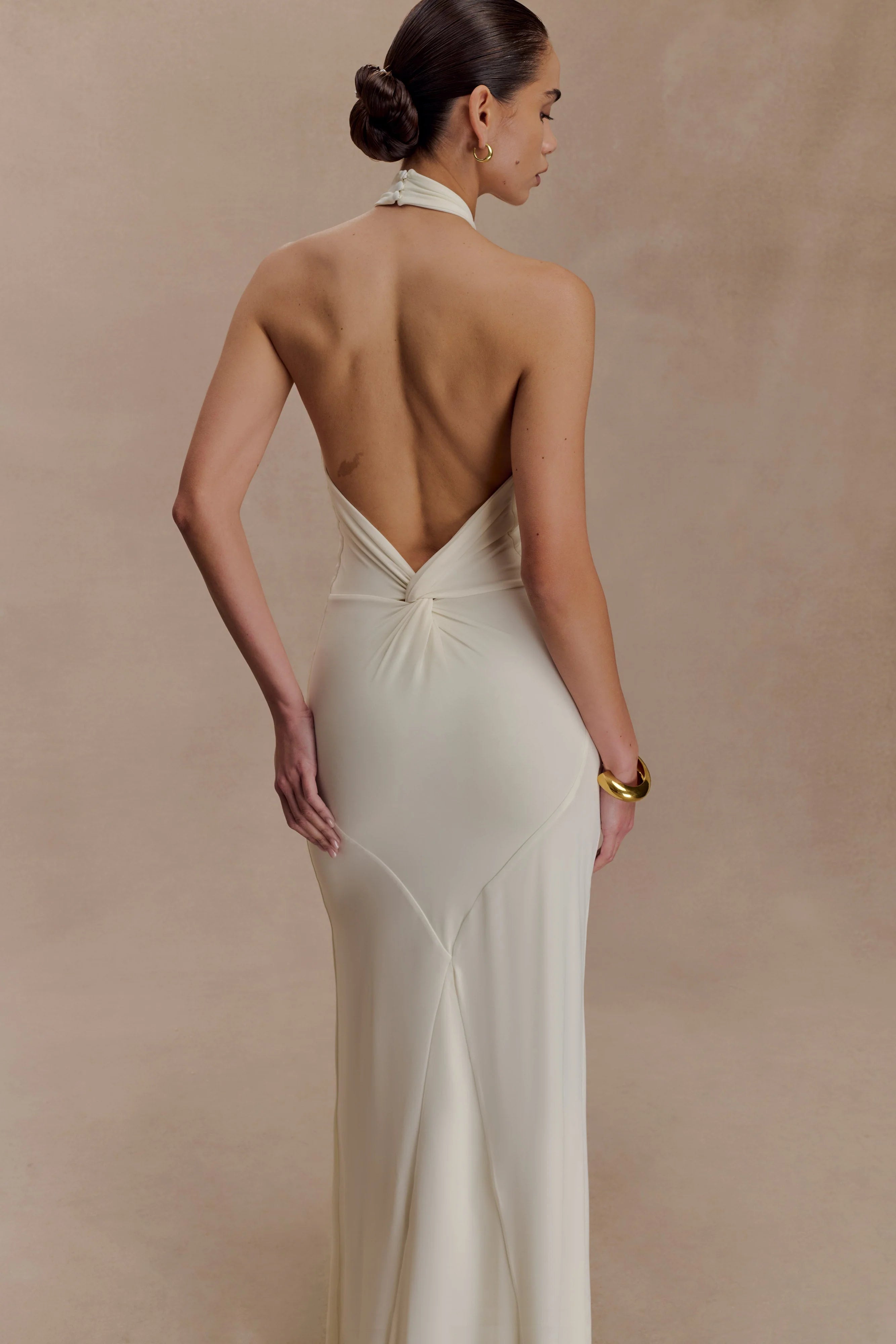Elyna Slinky Halter Maxi Dress - Ivory