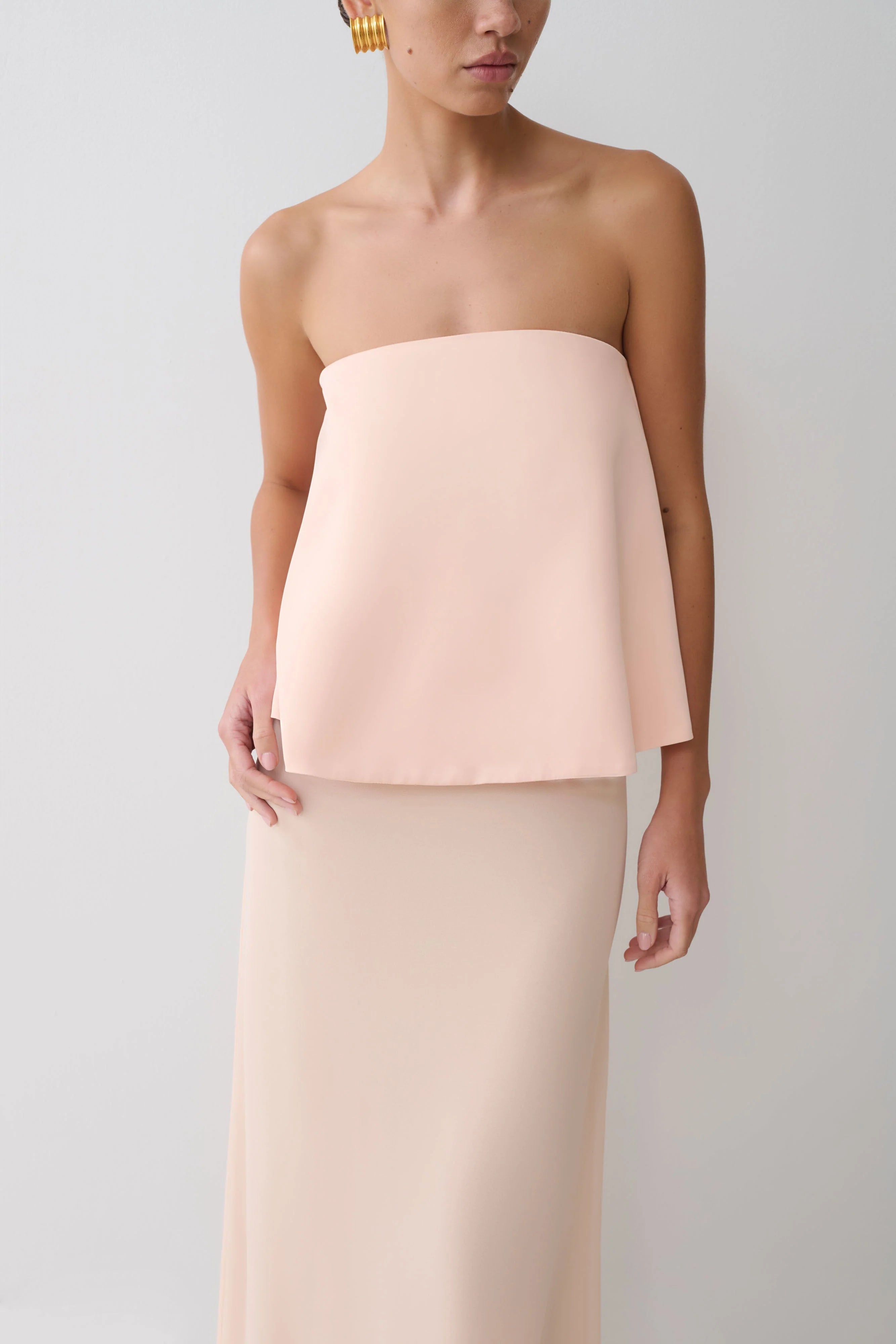 Sophia Satin Strapless Maxi Dress - Peach