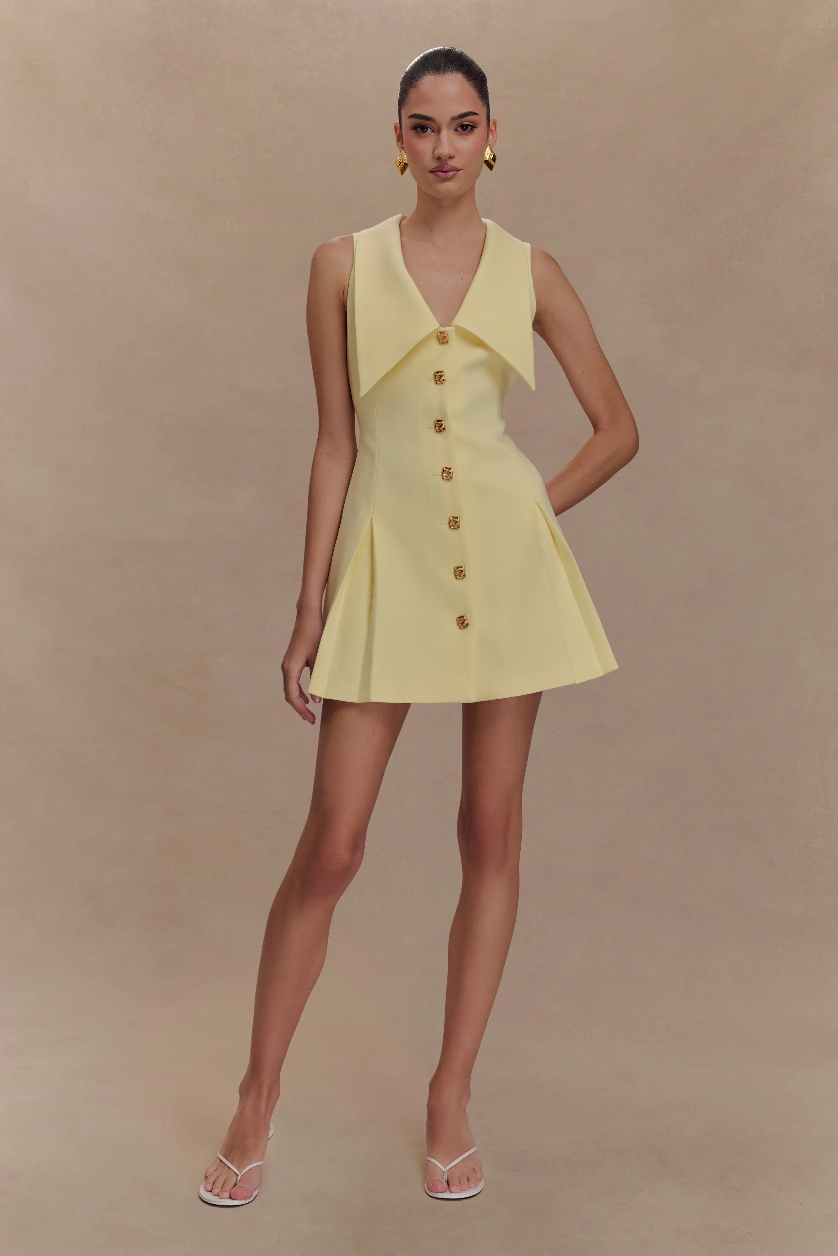 Oli Sleeveless Mini Dress - Lemon