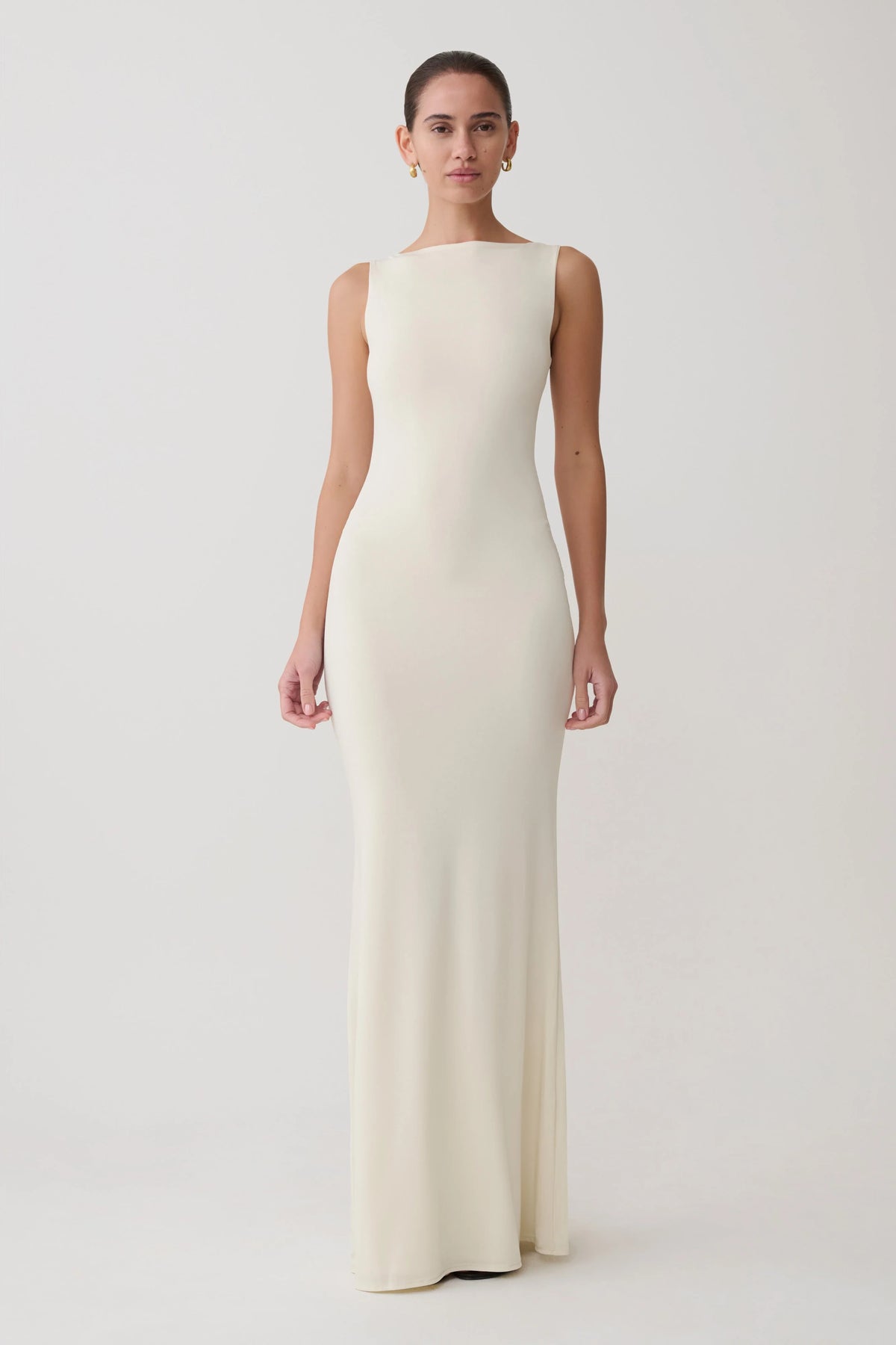 Tarna Sleeveless Slinky Maxi Dress - Bone