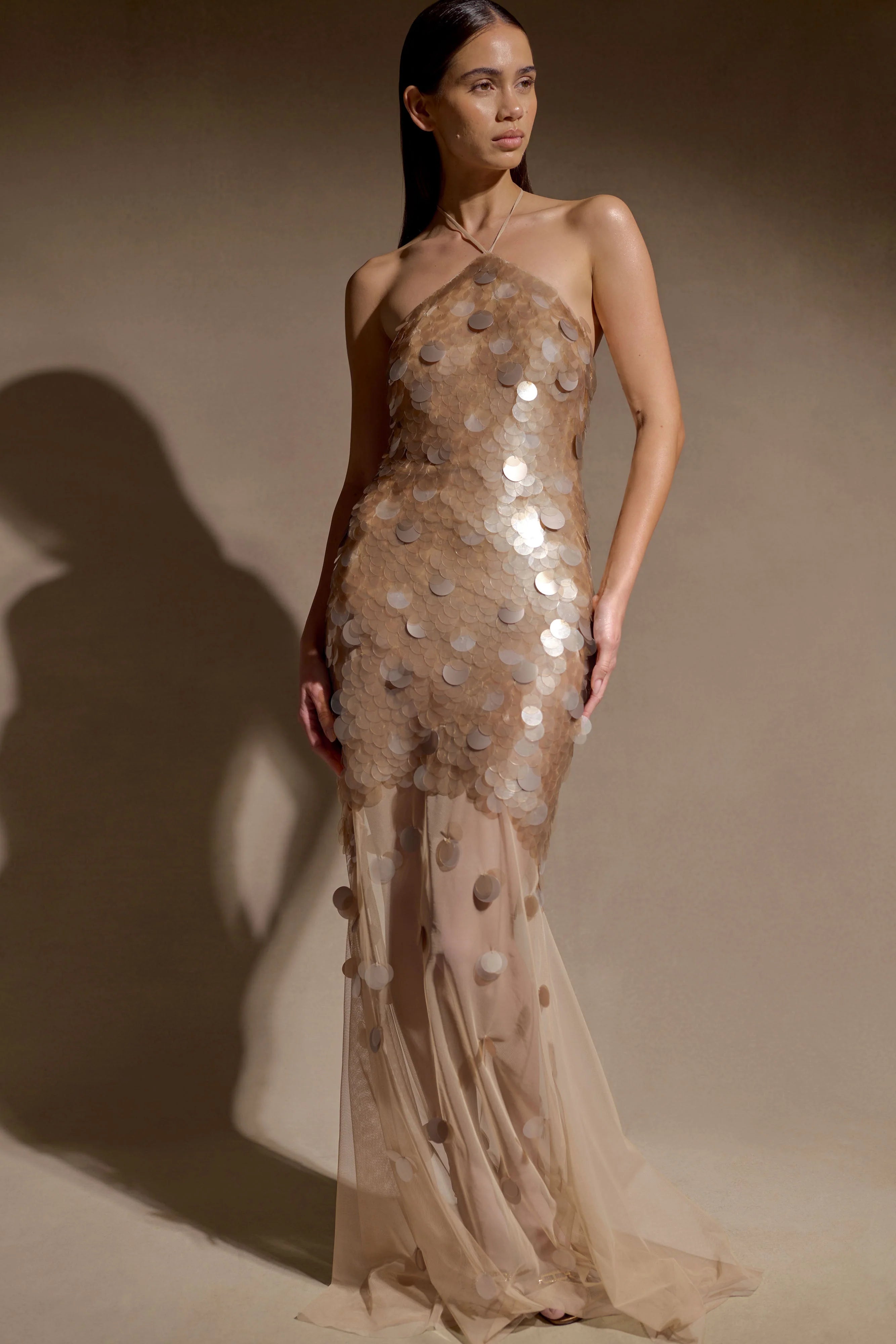 Jenny Hand Embellished Maxi Dress - Gold