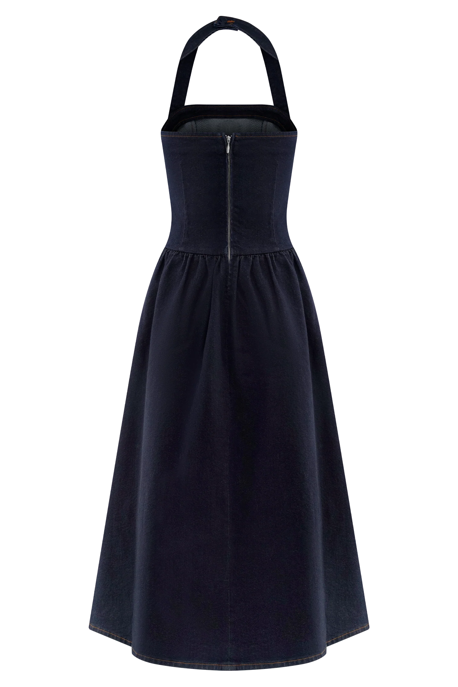 Caroline Denim Halter Midi Dress - Indigo Blue